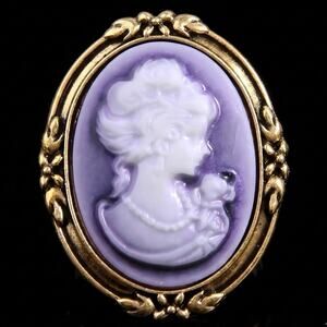 Brooch Blue Cameo & Scarf Clasp Featuring Oval Portrait L:1.5” W:1.20”